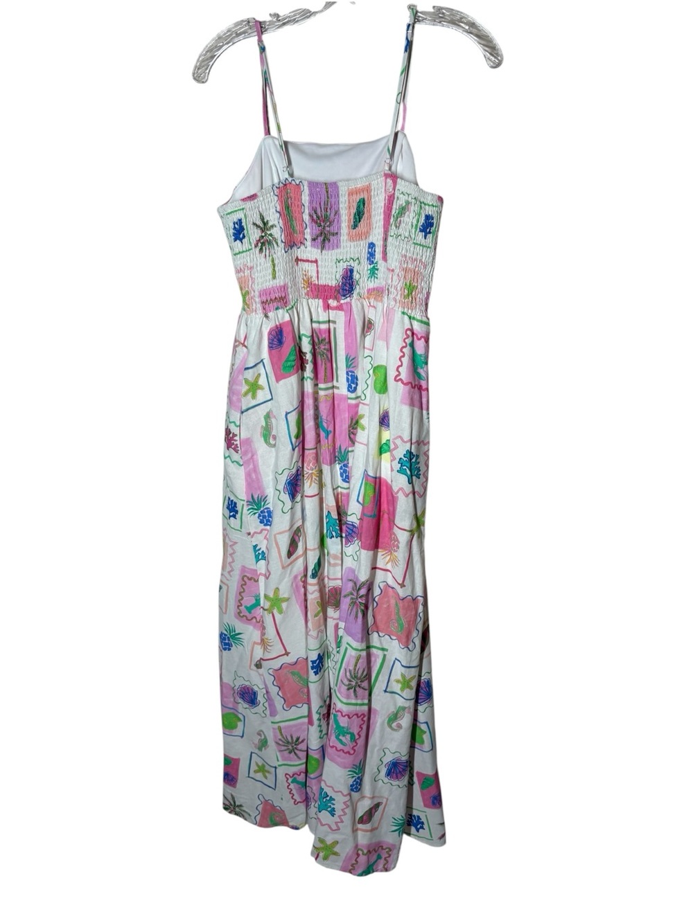 {NWT} She + Sky White Sundress with Pink, Green & Blue Print Medium - Picture 4 of 9